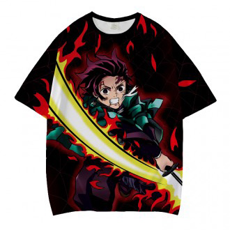 Anime wholesale Custom printed T-shirt  clothes 3d printed pattern Demon Slayer men's and women's short sleeve T-shirts