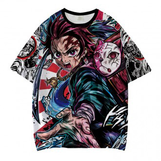 Anime wholesale Custom printed T-shirt  clothes 3d printed pattern  Demon Slayer men's and women's short sleeve T-shirts