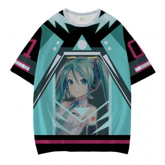 Customized heat transfer T-shirt anime clothing 3d printed pattern Hatsune Miku men's and women's short sleeve T-shirt