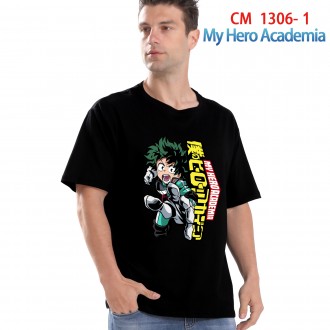 Anime wholesale Custom printing anime my hero academia  cotton t shirt anime black short-sleeved t shirt clothes