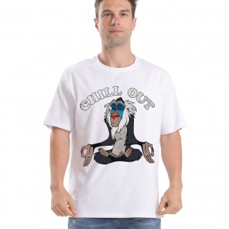 Anime Wholesale cartoon 3D Printing Unisex Lion King Rafiki Chill Out Meditation Graphic T-Shirt clothes