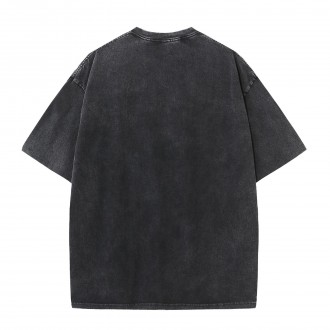 Anime cartoon Wholesale One Piece 100%Cotton Washed Solid Color plus size Unisex Oversize Short Sleeve T-Shirt