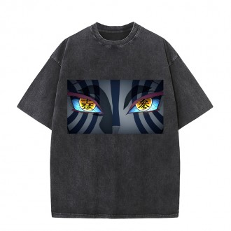 Anime Wholesale Demon Slayer Cotton Washed Solid Color Unisex Oversize cartoon Printing Short Sleeve T-Shirt clothes