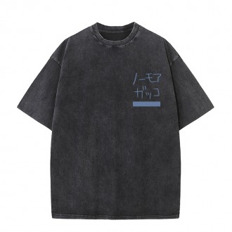 Anime Wholesale Lonely Rock Cotton Washed Solid Color Unisex Oversize cartoon Printing Short Sleeve T-Shirt clothes