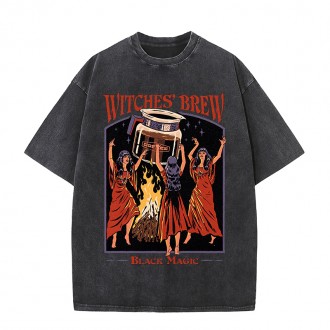 Anime Custom T Shirt Printing With Logo Acid-Wash-T-Shirt Drop Shoulder Oversized T-Shirt Cartoon Wash Water For Old T-S