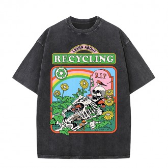 Anime Custom T Shirt Printing With Logo Acid-Wash-T-Shirt Drop Shoulder Oversized T-Shirt Cartoon Wash Water For Old T-S