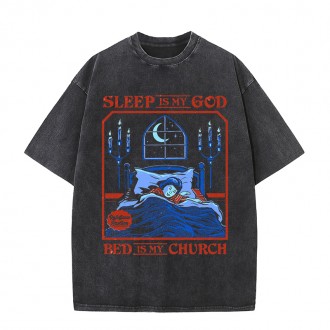 Anime Custom T Shirt Printing With Logo Acid-Wash-T-Shirt Drop Shoulder Oversized T-Shirt Cartoon Wash Water For Old T-S