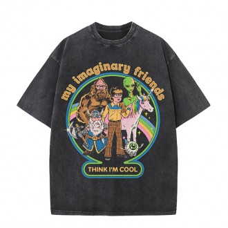 Anime Wholesale Oversized custom vintage american street hiphop retro splash ink printing wash water to make old short-s