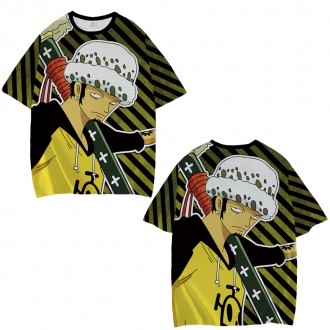 Anime Wholesale One Piece Short Sleeve Polyester Sports T-shirt All Over Printing 3d Digital Printed T-shirt  Tees