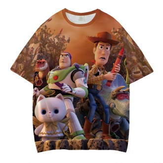 Anime Wholesale TOY STORY Short Sleeve Polyester Sports T-shirt All Over Printing 3d Digital Printed T-shirt Tees