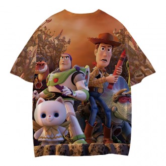 Anime Wholesale TOY STORY Short Sleeve Polyester Sports T-shirt All Over Printing 3d Digital Printed T-shirt Tees