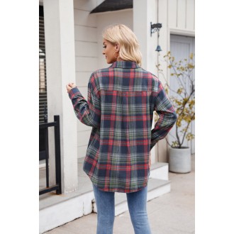 Womens long Sleeve Shirts V Neck Collared Button Down Shirt Tops with Pockets