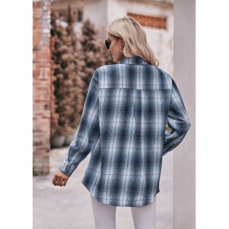 Women's Shirt Plaid long Sleeve Button Down Shirt Casual Summer Blouses Tops