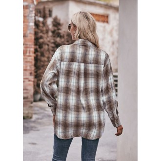 Women's Shirt Plaid long Sleeve Button Down Shirt Casual Summer Blouses Tops